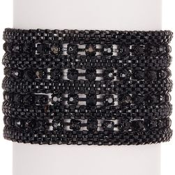 Free Press 4 Row Stone Mesh Cuff HEMATITE BLACK