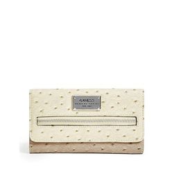 Accesorii Femei GUESS Lenora Ostrich-Embossed Slim Wallet stone multi