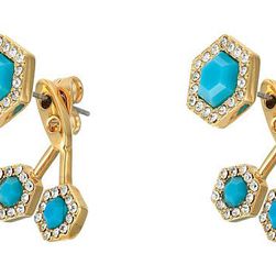 Bijuterii Femei Rebecca Minkoff Pave Gem Fan Back Earrings 12K with Turquoise and Crystal
