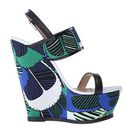 Incaltaminte Femei DSQUARED2 Wedge Verde Blue Cotone Stampa Piume