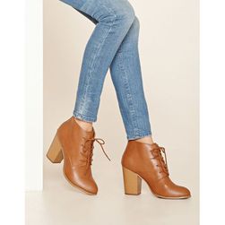 Incaltaminte Femei Forever21 Faux Leather Lace-Up Booties Camel