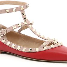 Valentino Garavani Rockstud Ballerinas ROSSO VALENTINO POUDRE