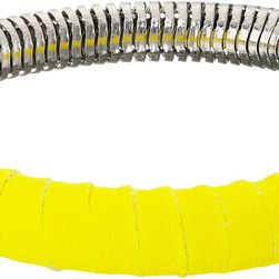 French Connection Leather Wrapped Snake Chain Stretch Bangle Bracelet Silver/Yellow