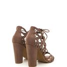 Incaltaminte Femei CheapChic Web Design Chunky Lace-up Heels Lttaupe