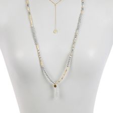 Chan Luu Citrine, 4mm Grey Pearl, Mother of Pearl, Mystic Labradorite & Bead Necklace NAT MOP MIX