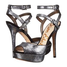 Sam Edelman Nadine Pewter Metallic Mini Lizard Leather