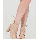 Incaltaminte Femei CheapChic Riding Waves Chunky Lace-up Heels Natural