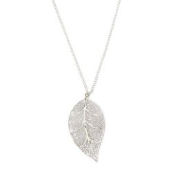 Bijuterii Femei Forever21 Etched Leaf Pendant Necklace Silver