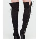 Incaltaminte Femei CheapChic Sidekick Pointy Laced Thigh-high Boots Black