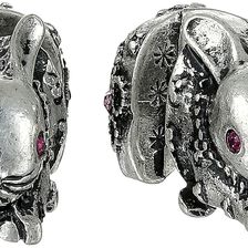 Betsey Johnson BJ's Menagerie Silver Bunny Front Back Stud Earrings Crystal