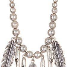 Lucky Brand Feather Fringe Necklace MEDIUM GRE