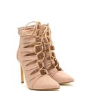 Incaltaminte Femei CheapChic Pretty Pleats Faux Suede Lace-up Booties Nude