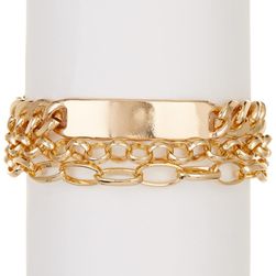 14th & Union 3 Row Stacked ID Bracelet GOLD