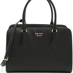 Prada Saffiano And City Calf Handbag NERO+POMICE