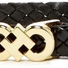 Cole Haan Braided Leather Logo Buckle Belt BLACK