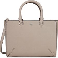 Tory Burch Robinson Small Zip Leather Tote - French Gray N/A