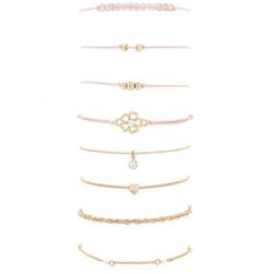 Bijuterii Femei Forever21 Beaded Chain Bracelet Set Goldclear