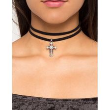 Bijuterii Femei CheapChic Filigree Cross Layered Choker Black