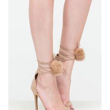 Incaltaminte Femei CheapChic Pom-pom Squad Faux Suede Heels Nude