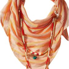 BCBGeneration Striped Layered Triangle Scarf Coral Reef