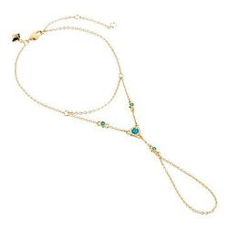 Bijuterii Femei Rebecca Minkoff Pave Gem Handchain Bracelet 12K with Turquoise and Crystal