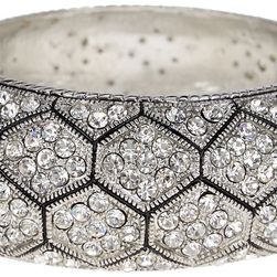Natasha Accessories Hexagon Crystal Hinge Bracelet SILVER