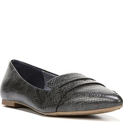 Incaltaminte Femei Dr Scholl\'s Dr Scholls Sofie Flat Grey Reptile-Embossed Faux Leather