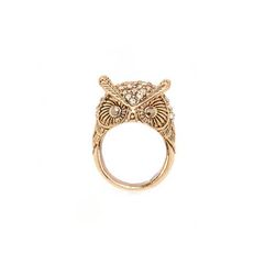 Bijuterii Femei Forever21 Etched Owl Cocktail Ring Antique goldclear