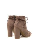 Incaltaminte Femei CheapChic Easy Strut Lace-up Faux Suede Booties Lttaupe