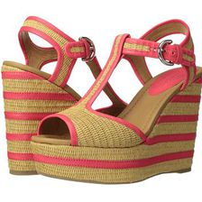 Incaltaminte Femei COACH Geneva Natural StrawBright Coral Semi Matte Calf