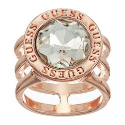 Bijuterii Femei GUESS Round Crystal Stone with Logo Surround Ring Rose GoldCrystal