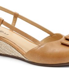 Trotters Milly Sand Leather Raffia Wedge