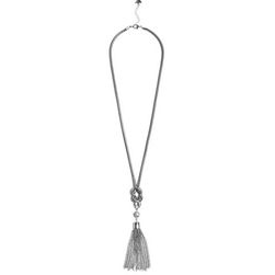 Bijuterii Femei GUESS Silver-Tone Snake-Chain Tassel Necklace silver
