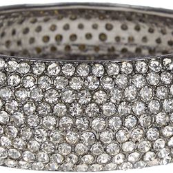 Natasha Accessories Round Crystal Hinge Bracelet SILVER