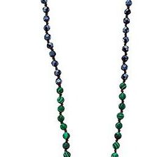 French Connection Beaded Tassel Pendant Necklace Black/Hematite/Green