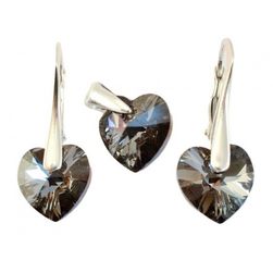 Set argint silver night 925, cu Swarovski Elements, Heart, 10 mm