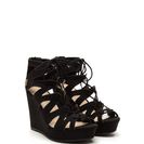 Incaltaminte Femei CheapChic Run The World Caged Faux Suede Wedges Black