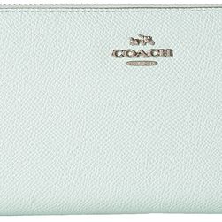 COACH Crossgrain Leather Accordian Zip Wallet SV/Seaglass