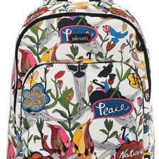 Sakroots Artist Circle Medium Backpack White Peace Print
