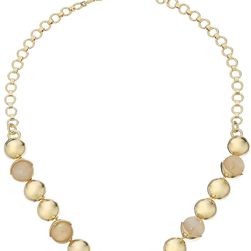 Cole Haan Metal & Stone Frontal Necklace Gold/Rose Quartz/Peach