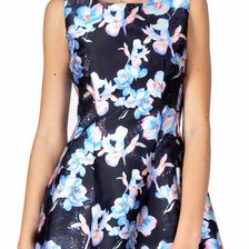 Rochie de ocazie neagra scurta clos cu flori W2105-7N