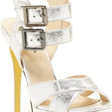 Michael Antonio Tira Metallic Belt Buckle Heel Silver