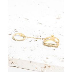 Bijuterii Femei CheapChic Double Row Rhinestone Link Ring Met Gold