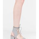 Incaltaminte Femei CheapChic Trading Laces Cut-out Block Heels Grey