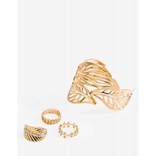 Bijuterii Femei CheapChic Luv In The Leaves Cuff Ring Set Met Gold