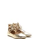 Incaltaminte Femei CheapChic Point It Out Lace-up Metallic Flats Gold