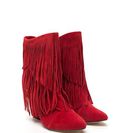 Incaltaminte Femei CheapChic Fringe On Fringe Faux Suede Boots Red