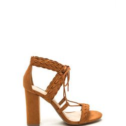 Incaltaminte Femei CheapChic Weave It Alone Lace-up Chunky Heels Whisky