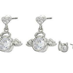 Bijuterii Femei Betsey Johnson Mini CZ\'s Devil Angel Duo Stud Earrings Crystal