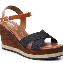 Incaltaminte Femei Italian Shoemakers Strappy Wedge Sandal Navy DenimCognac